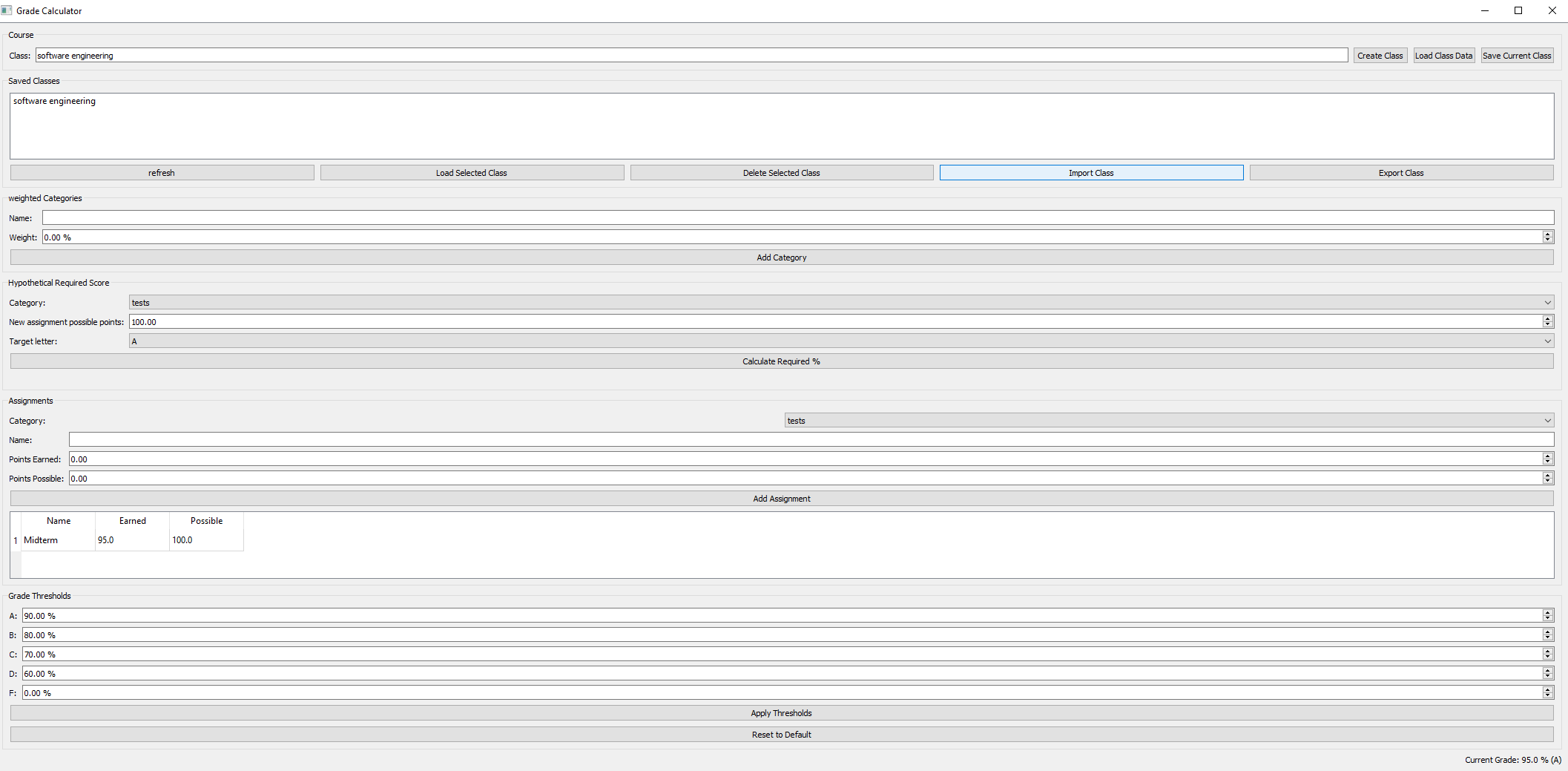 Grade Calculator screenshot